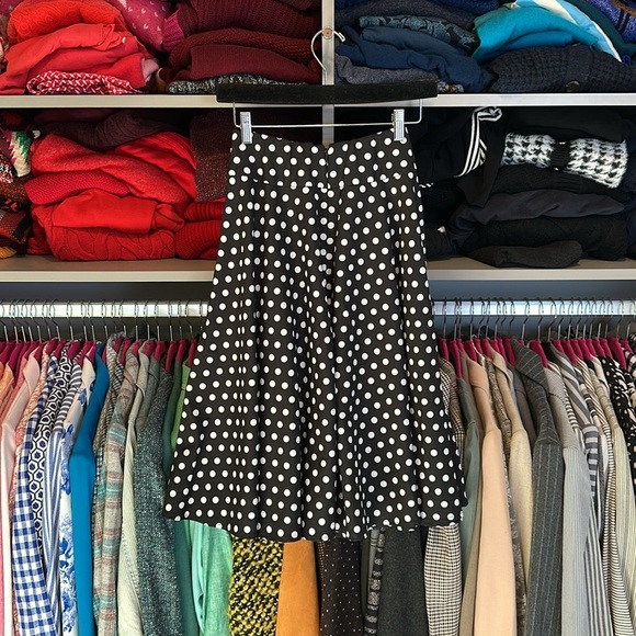 Unbranded black/white polka dot tie front back elastic waistband skirt size S - Picture 3 of 3